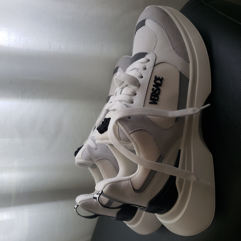 Versace Men White and Gray Sneakers - Picture 2 of 8